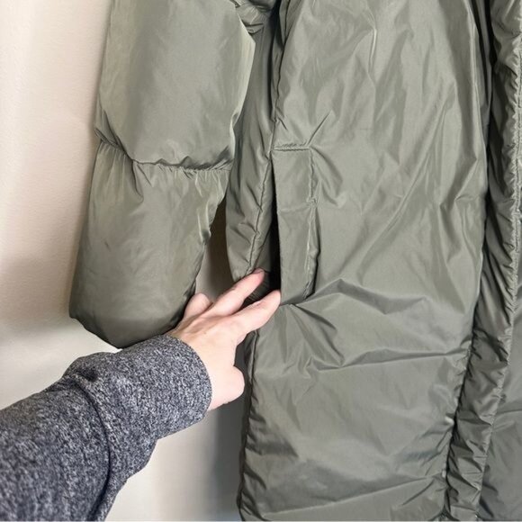 Jenni Kayne Long Down Puffer Jacket in Sage Green Size L - Picture 5 of 12